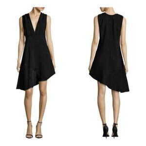 Zadig & Voltaire Black Satin Root Star Asymmetrical knee length dress XS Gothic